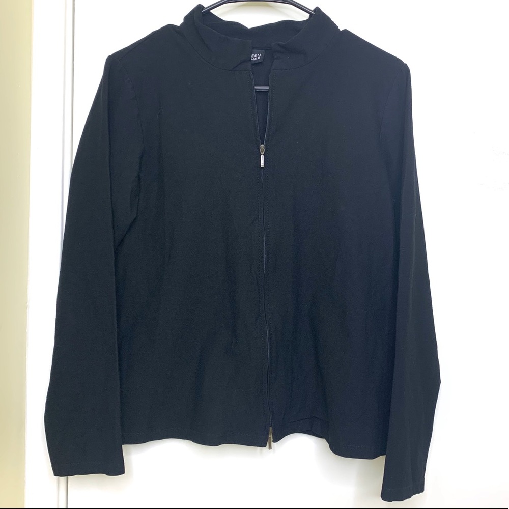 Eileen Fisher black zip up jacket Double Zipper
